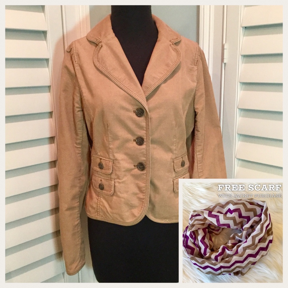 NWT, Loft Corduroy Blazer, 6, Free Scarf